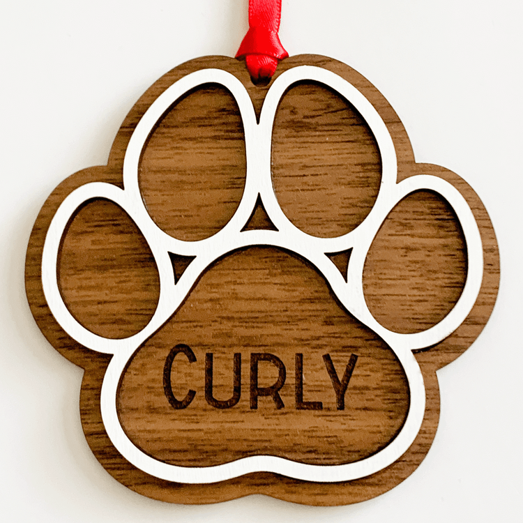 Wooden Paw Print Ornament