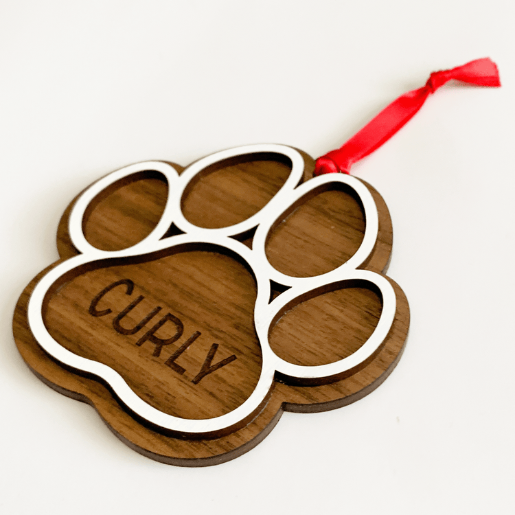 Wooden Paw Print Ornament