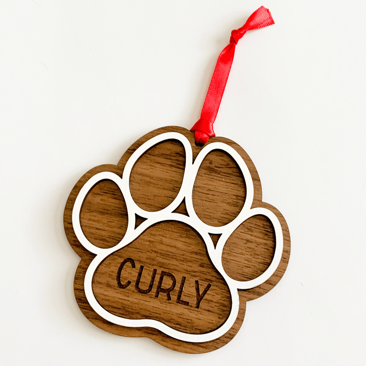 Wooden Paw Print Ornament