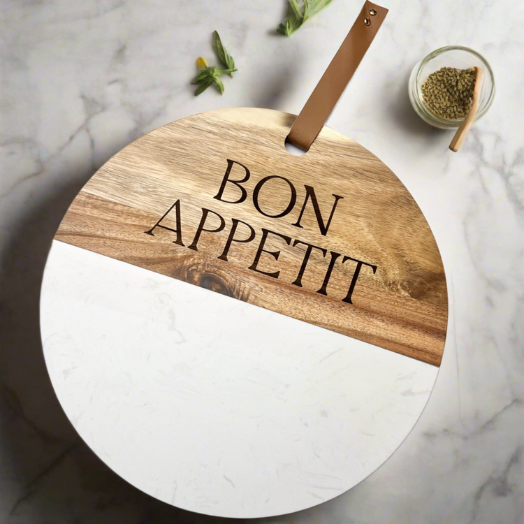 Bon Appetit Wood and Marble Cutting Board