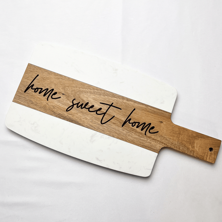 Home Sweet Home Wood and Marble Cutting Board