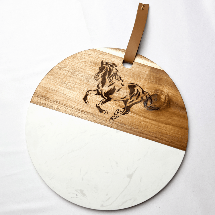Horse Wood and Marble Cutting Board