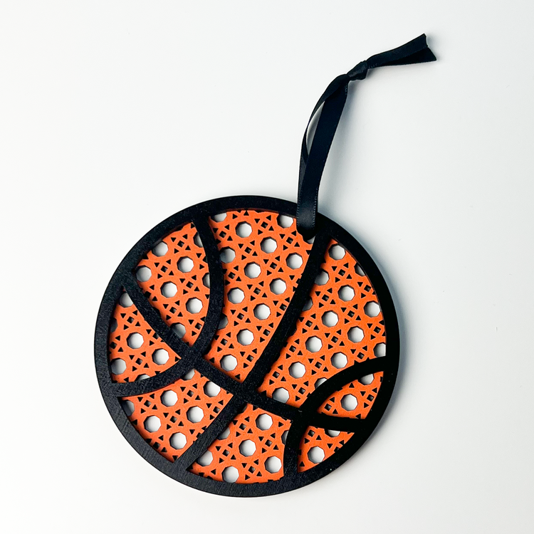 Rattan Basketball Ornament