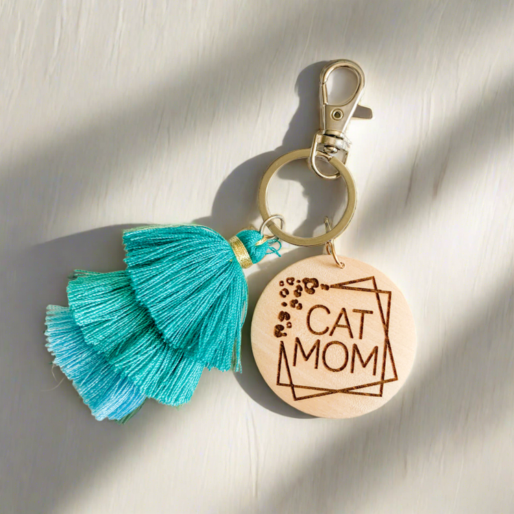 Cat Mom Jellyfish Tassel Keychain
