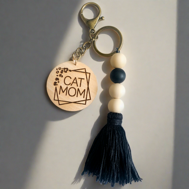 Cat Mom Tassel Keychain