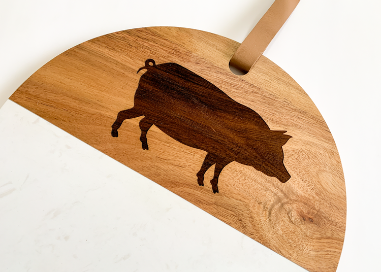 Pig Wood and Marble Cutting Board