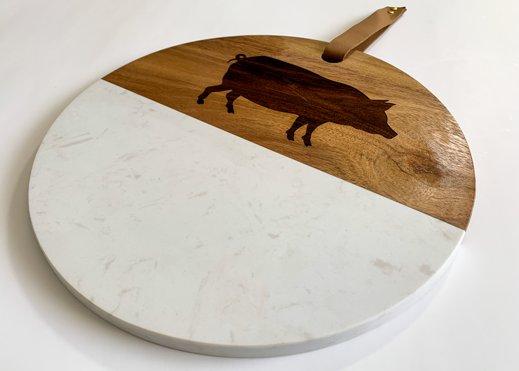 Pig Wood and Marble Cutting Board