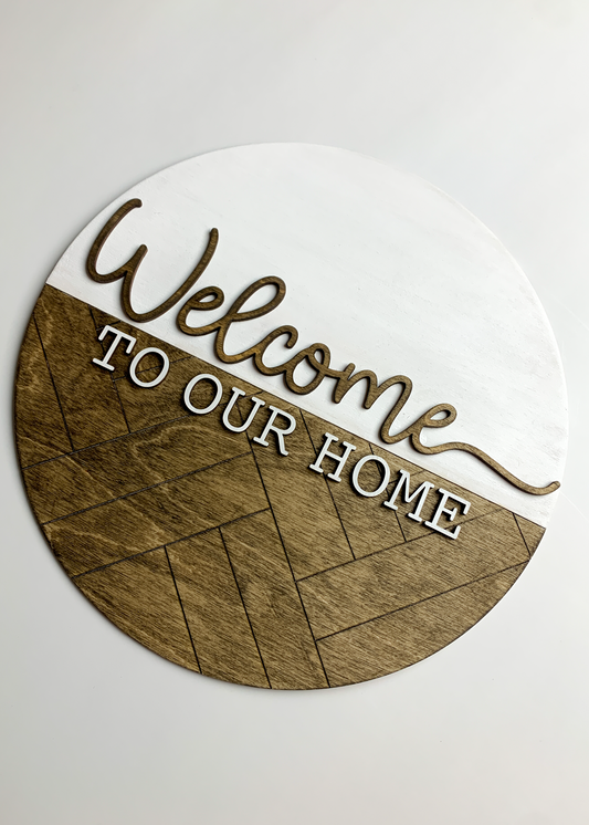 Welcome to Our Home Herringbone Sign